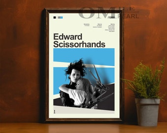 Mid Century Modern Edward mit den Scherenhänden Filmplakat, Retro Filmdruck, moderne Vintage Filmposter