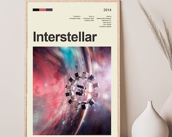 Mid Century Modern Interstellar Movie Poster, Retro Movie Print, Modern Vintage Movie Posters