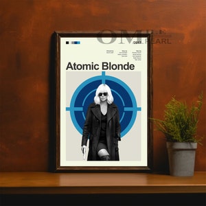 Mid Century Modern Atomic Blonde Movie Poster, Retro Movie Print, Modern Vintage Movie Posters