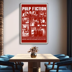 Pulp Fiction Movie Poster, Vincent Vega Film Poster, Pulp Fiction Print, Modern Vintage Film Posters