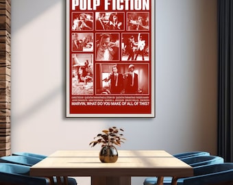 Pulp Fiction Movie Poster, Vincent Vega Film Poster, Pulp Fiction Print, Modern Vintage Film Posters