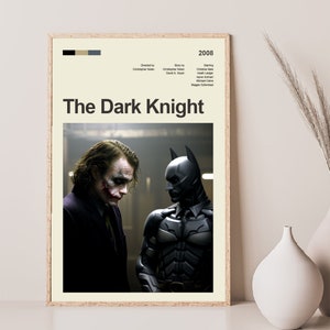 Cartel de la película The Dark Knight moderno de mediados de siglo, impresión de película retro, carteles de películas vintage modernos