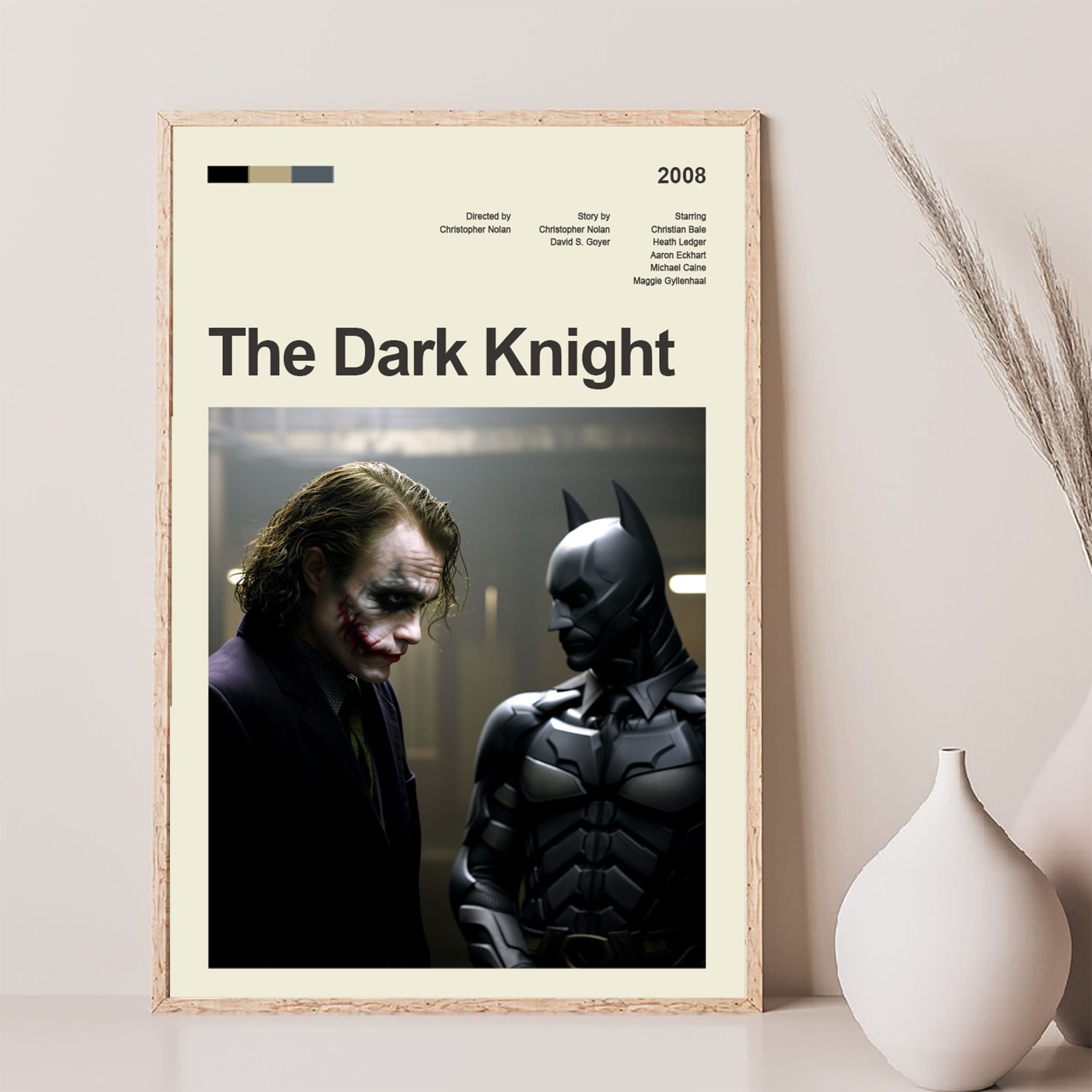 Mid Century Modern The Dark Knight Movie Poster, Retro Movie Print, Modern Vintage Movie Posters