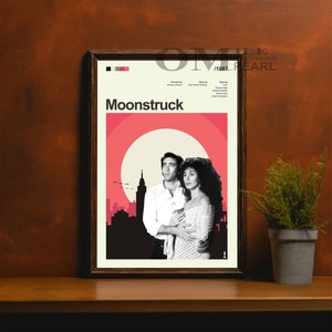 Mid Century Modern Moonstruck Movie Poster, Retro Movie Print, Modern Vintage Movie Posters