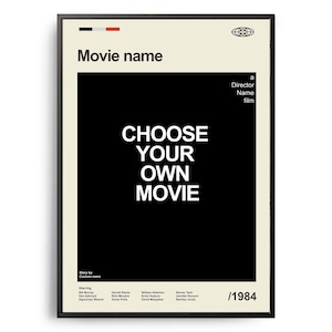 Pósters de películas personalizadas de mediados de siglo, impresiones de películas retro, pósteres de películas vintage modernas