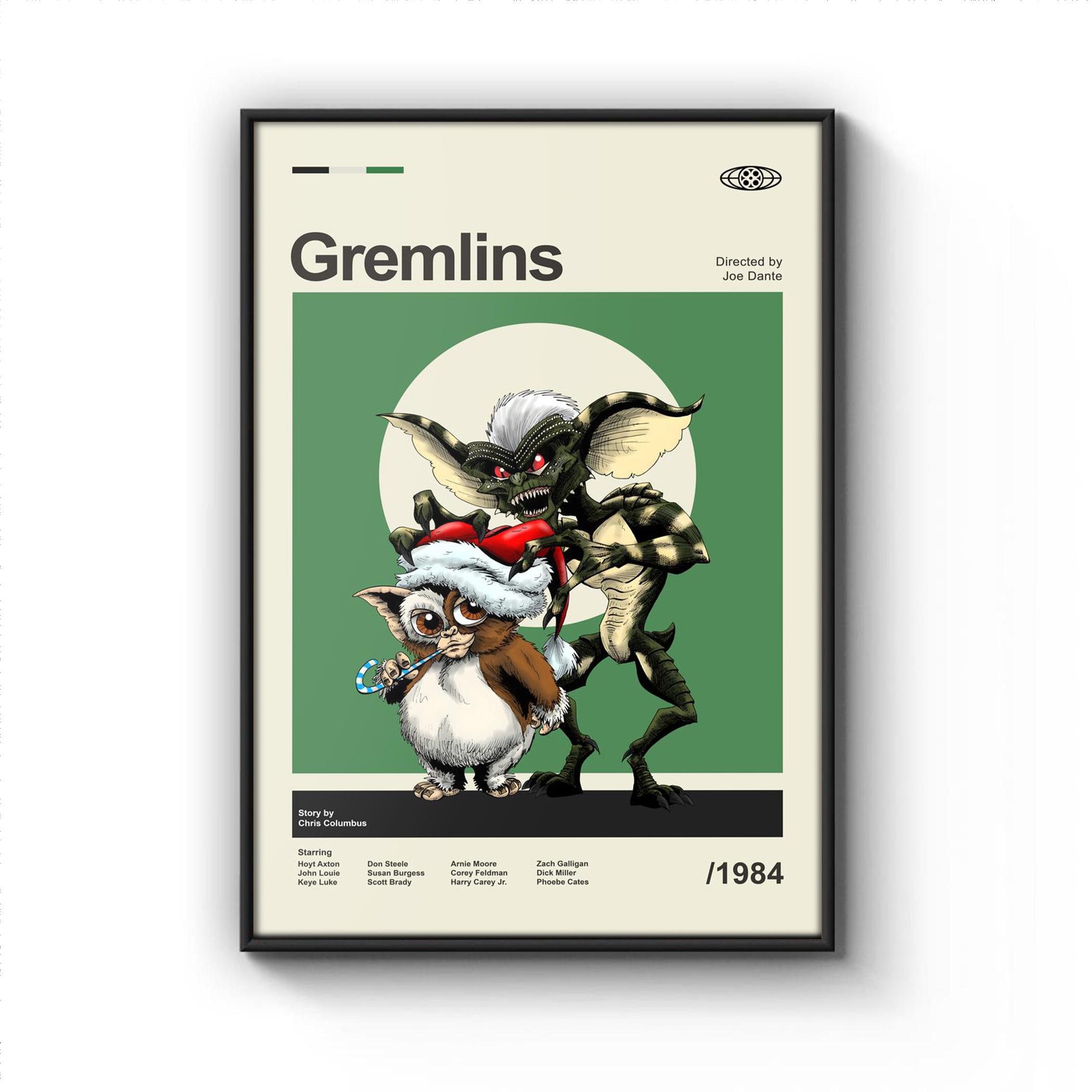 Mid Century Modern Gremlins Movie Poster, Retro Movie Print