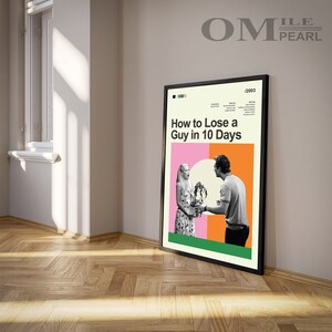 Mid Century Modern How to Lose a Guy in 10 Days Movie Poster, Retro