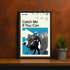 Mid Century Modern Catch Me If You Can Movie Poster, Retro Movie Print, Modern Vintage Movie Posters