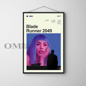 Mid Century Modern Blade Runner 2049 Movie Poster, Retro Movie Print, Modern Vintage Movie Posters