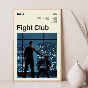 Affiche de film Fight Club moderne du milieu du siècle, impression de film rétro, affiches de film vintage modernes