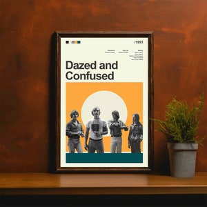 Póster de la película "Dazed and Confused" de mediados de siglo, impresión de película retro, pósteres de películas vintage modernas
