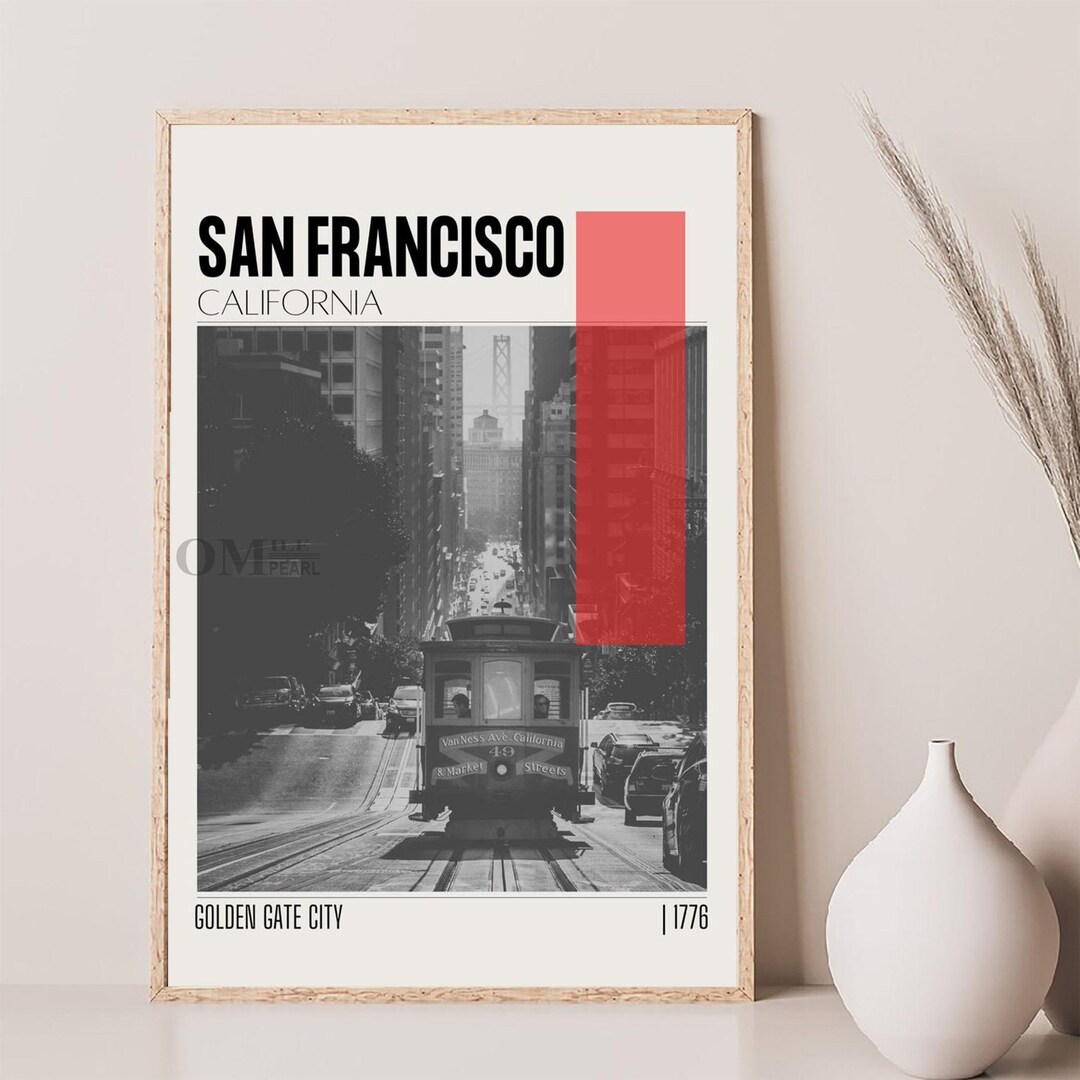 Mid Century Modern San Francisco California Travel Poster, Retro Wall ...