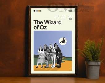 Mid Century Modern The Wizard of Oz Movie Poster, Retro Movie Print, Modern Vintage Movie Posters