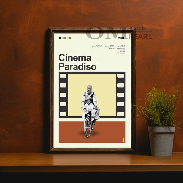 Mid Century Modern Cinema Paradiso Movie Poster, Retro Movie Print, Modern Vintage Movie Posters