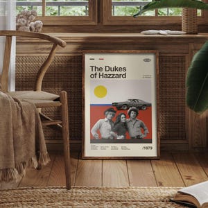Póster de la película Los Dukes de Hazzard de mediados de siglo, impresión retro, pósteres de películas vintage modernas