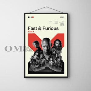 Mid Century Modern Fast X Movie Poster, Retro Movie Print, Modern Vintage Movie Posters
