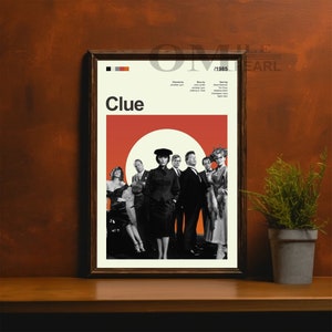 Mid Century Modern Clue Movie Poster, Retro Movie Print, Modern Vintage Movie Posters