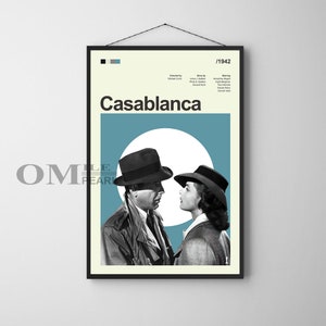 Mid Century Modern Casablanca Movie Poster, Retro Movie Print, Modern Vintage Movie Posters
