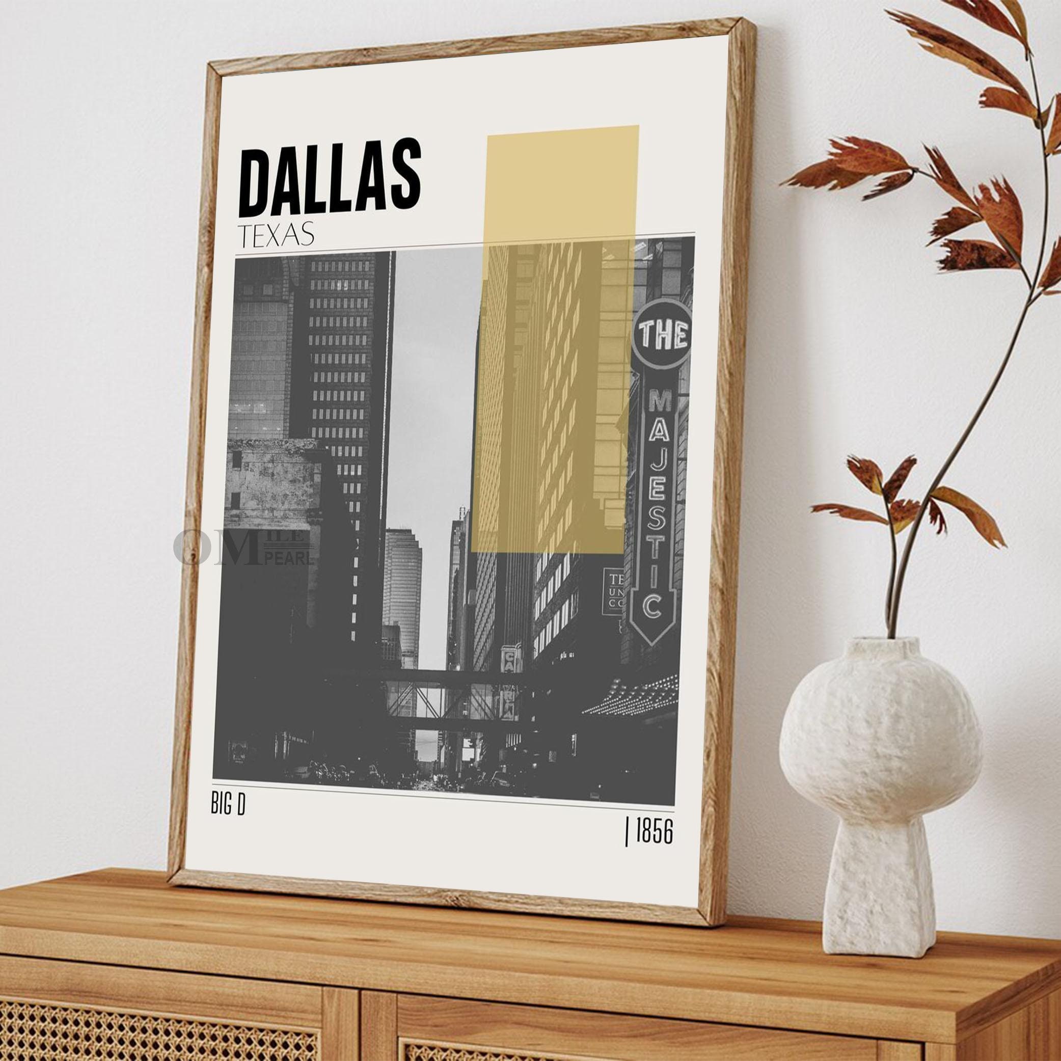 Mid Century Modern Dallas Texas Travel Poster, Retro Wall Art, Vintage ...
