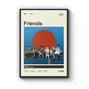 Mid Century Modern Friends Poster, Retro Friends Print, Modern Vintage Movie Posters