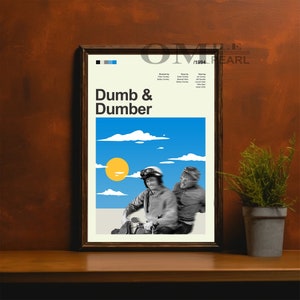 Mid Century Modern Dumb and Dumber Movie Poster, Retro Movie Print, Modern Vintage Movie Posters