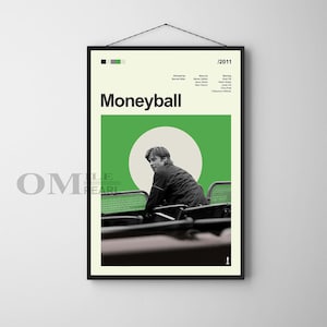 Cartel de la película Moneyball moderna de mediados de siglo, impresión de película retro, carteles de películas vintage modernos