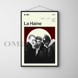 Cartel de la película La Haine moderna de mediados de siglo, impresión de película retro, carteles de películas vintage modernos