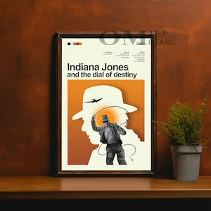 Mid Century Modern Indiana Jones and the Dial of Destiny Movie Poster, Retro Movie Print, Modern Vintage Movie Posters