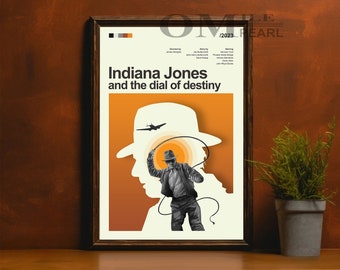 Mid Century Modern Indiana Jones and the Dial of Destiny Movie Poster, Retro Movie Print, Modern Vintage Movie Posters