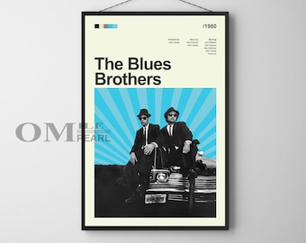 Mid Century Modern The Blues Brothers Filmplakat, Retro Movie Print, moderne Vintage Filmplakate