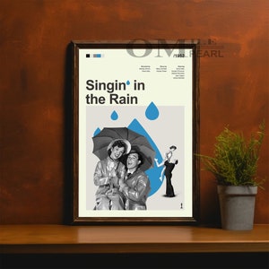 Mid Century Modern Singin&#39; in the Rain Movie Poster, Retro Movie Print, Modern Vintage Movie Posters