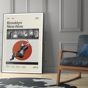 Mid Century Modern Brooklyn Nine-Nine Poster, Retro Brooklyn Nine-Nine Print, Modern Vintage Movie Posters