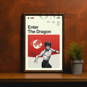 Mid Century Modern Entra en el cartel de la película Dragon, impresión de película retro, carteles de películas vintage modernos
