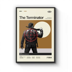 Mid Century Modern The Terminator Movie Poster, Minimalist Retro Movie Print, Modern Vintage Movie Posters