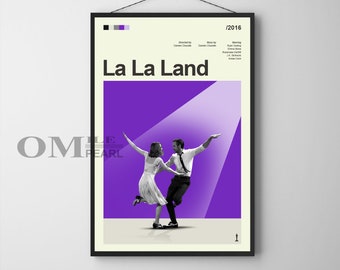 Mid Century Modern La La Land Movie Poster, Retro Movie Print, Modern Vintage Movie Posters