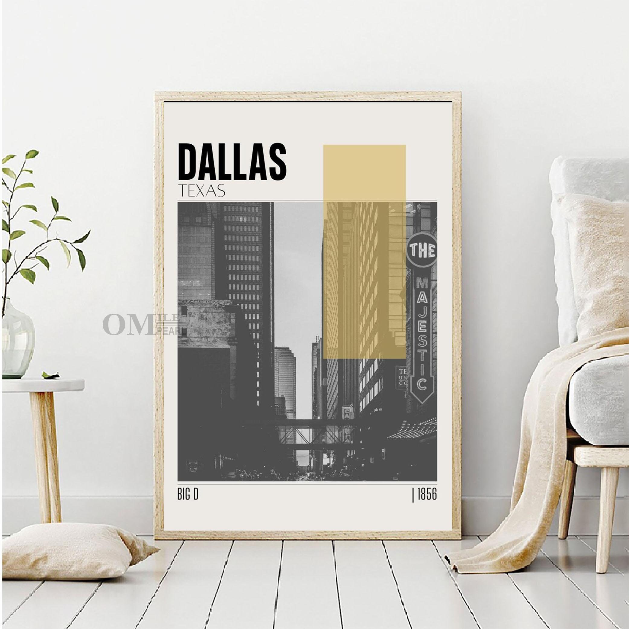 Mid Century Modern Dallas Texas Travel Poster, Retro Wall Art, Vintage ...