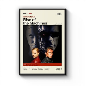 Mid Century Modern Terminator 3 Rise of the Machines Movie Poster, Minimalist Retro Movie Print, Modern Vintage Movie Posters