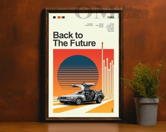 Plakat filmowy Mid Century Modern Back to the Future, wydruk retro filmu, nowoczesne plakaty filmowe vintage