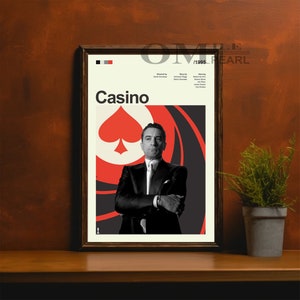Mid Century moderne casino filmposter, retro film print, moderne vintage filmposters