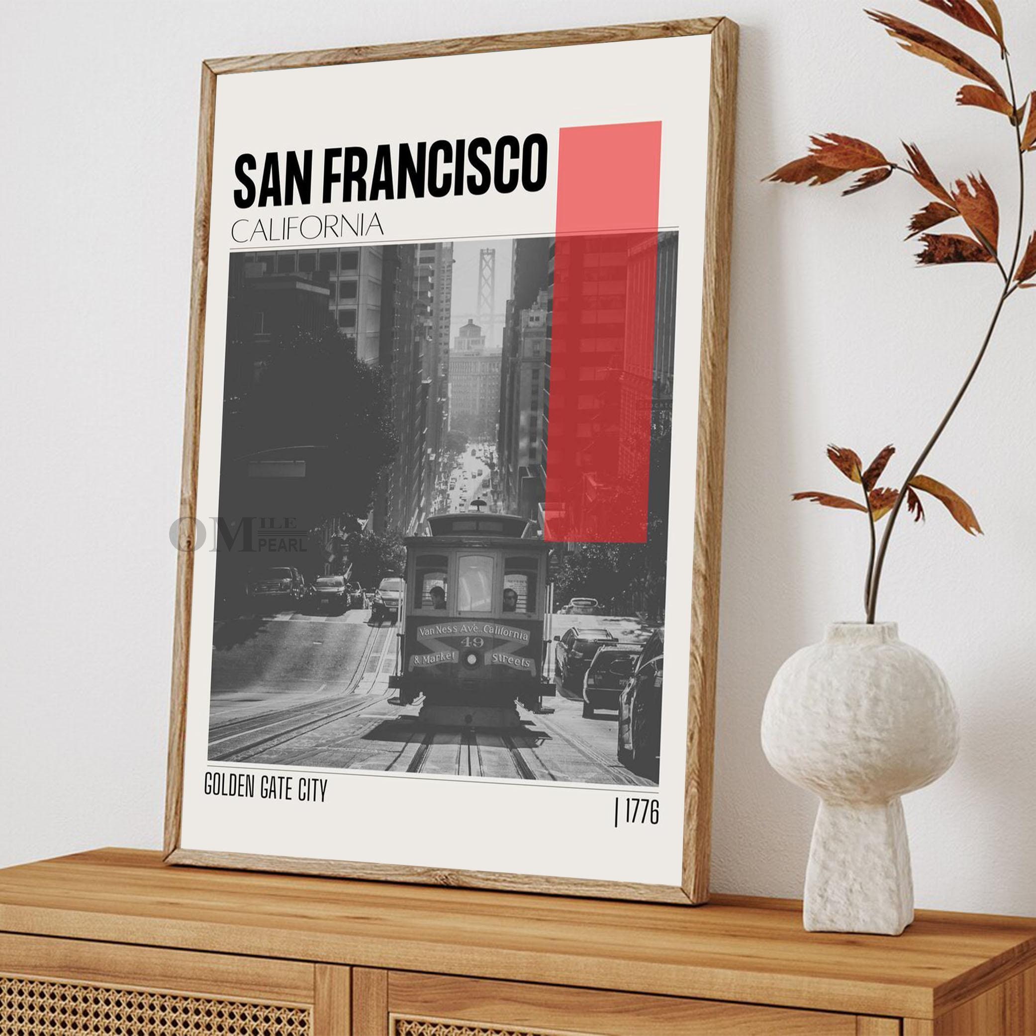 Mid Century Modern San Francisco California Travel Poster, Retro Wall ...