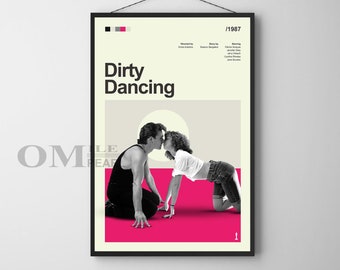 Affiche de film Dirty Dancing moderne du milieu du siècle, impression de film rétro, affiches de film vintage modernes