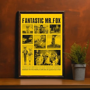 Fantastic Mr Fox Poster, Wes Anderson Poster, Fantastic Mr Fox Art Print, Modern Vintage Film Posters