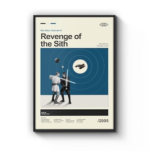 Revenge of the Sith Poster, Mid Century Star Wars Poster, Retro Movie Print, Modern Vintage Movie Posters