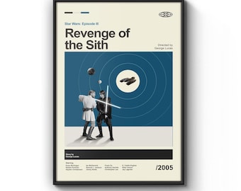 Revenge of the Sith Poster, Mid Century Star Wars Poster, Retro Movie Print, Modern Vintage Movie Posters