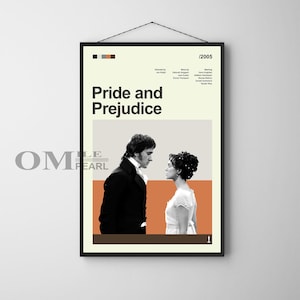 Mid Century Modern Pride and Prejudice Movie Poster, Retro Movie Print, Modern Vintage Movie Posters