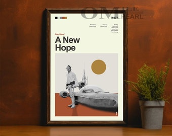 Mid Century Modern Star Wars: A New Hope Movie Poster, Retro Movie Print, Modern Vintage Movie Posters