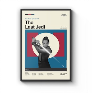 The Last Jedi Poster, Mid Century Star Wars Poster, Retro Movie Print, Modern Vintage Movie Posters