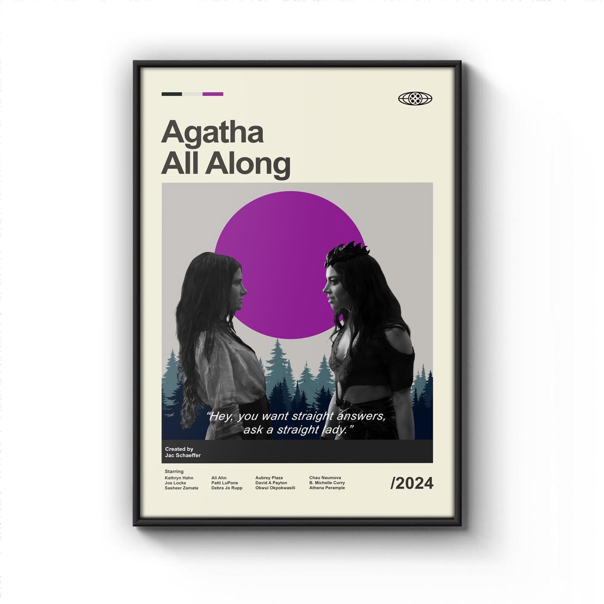 Mid Century Modern Agatha All Along Movie Poster, Retro Movie Print, Modern Vintage Movie Posters
