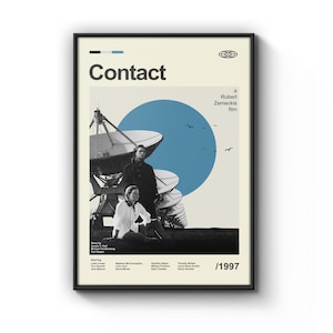 Mid Century Modern Contact Movie Poster, Retro Movie Print, Modern Vintage Movie Posters