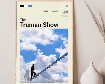 Mid Century Modern The Truman Show-filmaffisch, retrofilmtryck, moderna vintagefilmaffischer